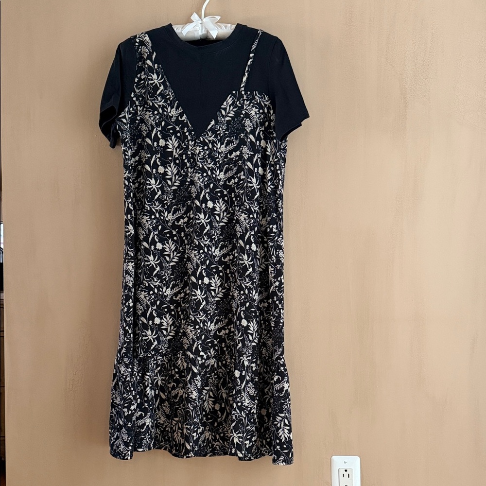 Floral Black and White Dress